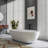 71 Inch Freestanding Solid Surface Soaking Bathtub For Bathroom
