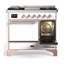 Majestic III Series 40 Inch Dual Fuel Range with 6 Sealed Burners, Griddle, in White (Natural Gas, Copper Trim)-1341391954-1341391961-1341391968