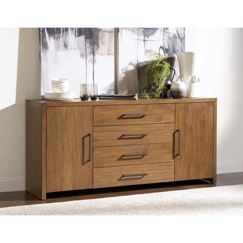 Gerrica Credenza (2 Doors W/ 2 Adj. Shelves, 4 Drawers-Top Drawer W/ Silver Tray)