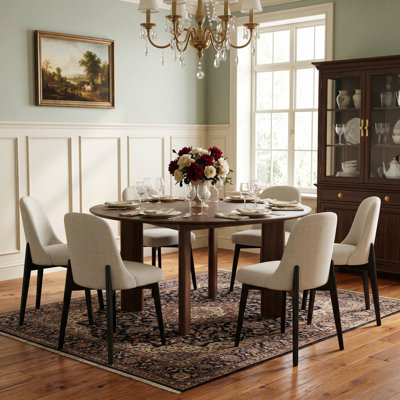 Tables de cuisine rondes en noyer de 59 po avec 6 chaises Moton