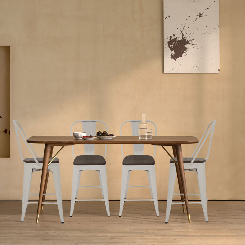 Tabouret de comptoir en bois massif 24,5 po, Blanc