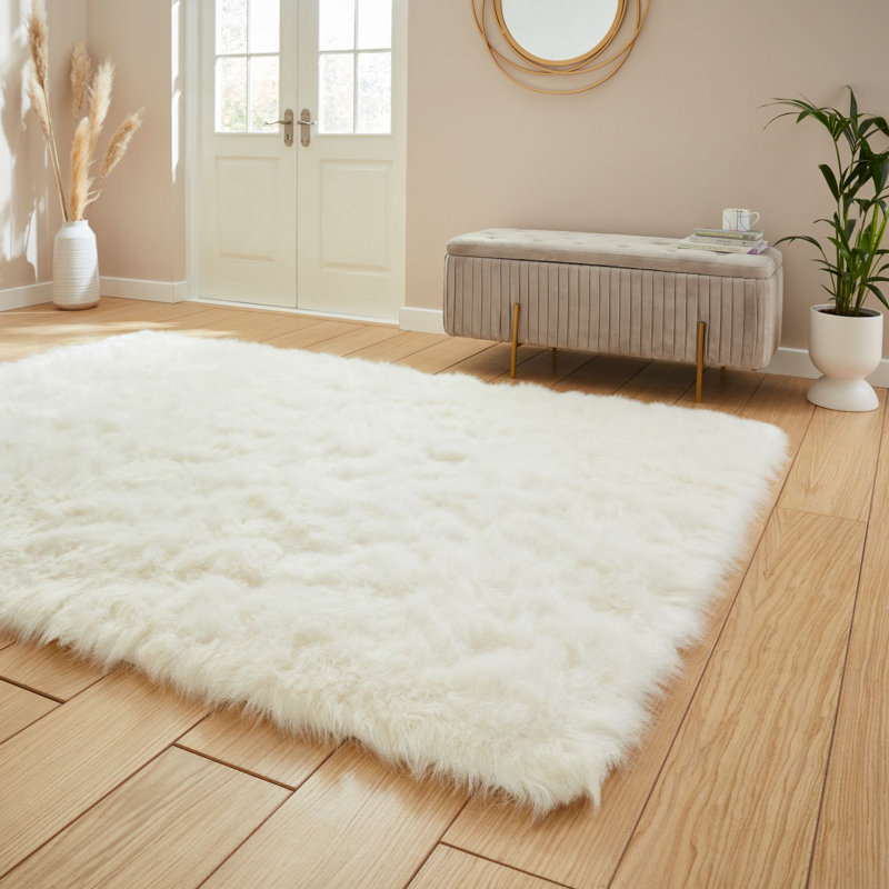 Polar Plush Aketzalli Machine Tufted Ivory Area Rug, Rectangle 120 x 170cm