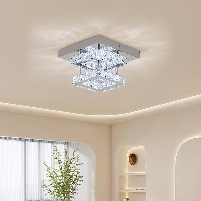 2-Light 24cm Square Crystal Celling Light
