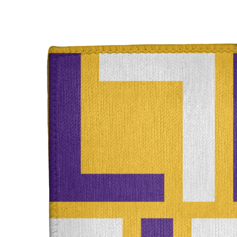 Tapis géométrique blanc cassé / jaune / mauve, Rectangle 9 pi x 12 pi