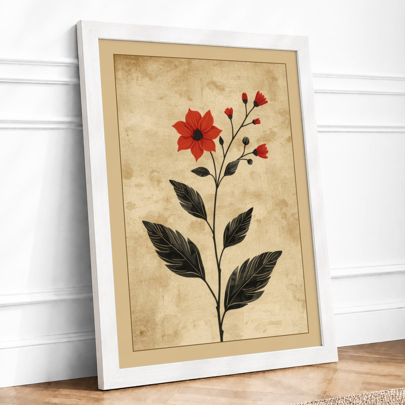 Red Study Botanical - Framed Print, A4 - 29.7 x 21.0 cm, White