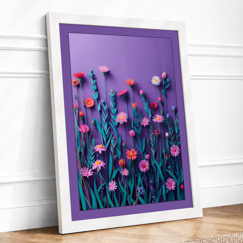 Pink Carnation Field Botanical - Framed Print, A4 - 29.7 x 21.0 cm, White