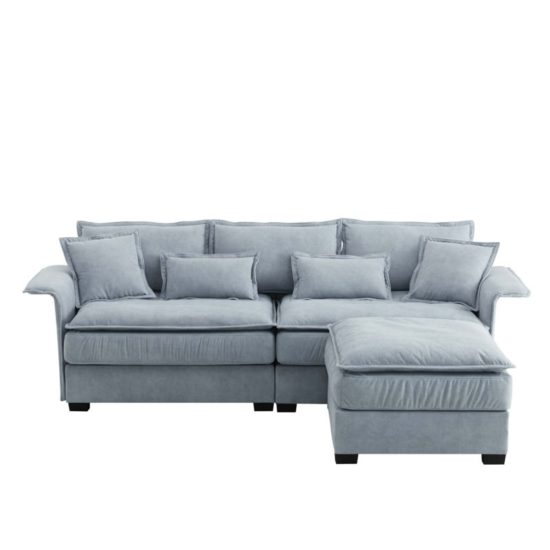 Javaya Upholstered L-Shaped Sectional, Blue Tech Cloth