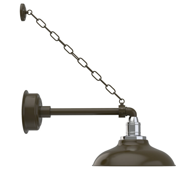Luminaire de grange d’extérieur à del Ludwicka, H 8,53 po x l 12 po x P 17,63 po, Bronze acajou
