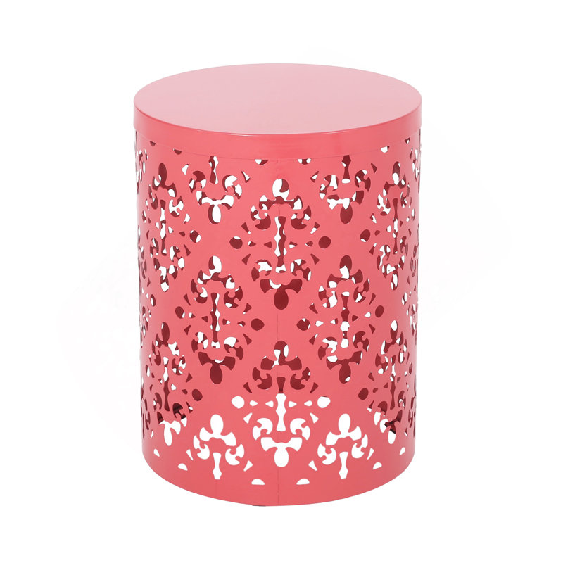 Outdoor Metal End Table -Large, Coral