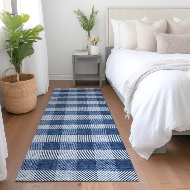 Premium Machine Washable Prisco Navy Rug, Runner 2'3" x 7'6"