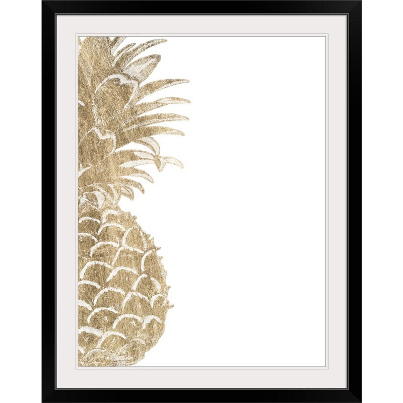 « ananas life v », reproduction d’impression estampe numérique, Cadre noir, H 32 po x l 26 po x P 1 po