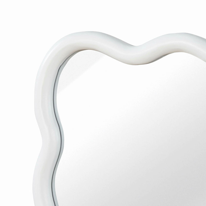 Miroir décoratif rectangulaire en bois massif 30 po x 40 po pour chambre à coucher, salle de bain, salon et entrée, White
