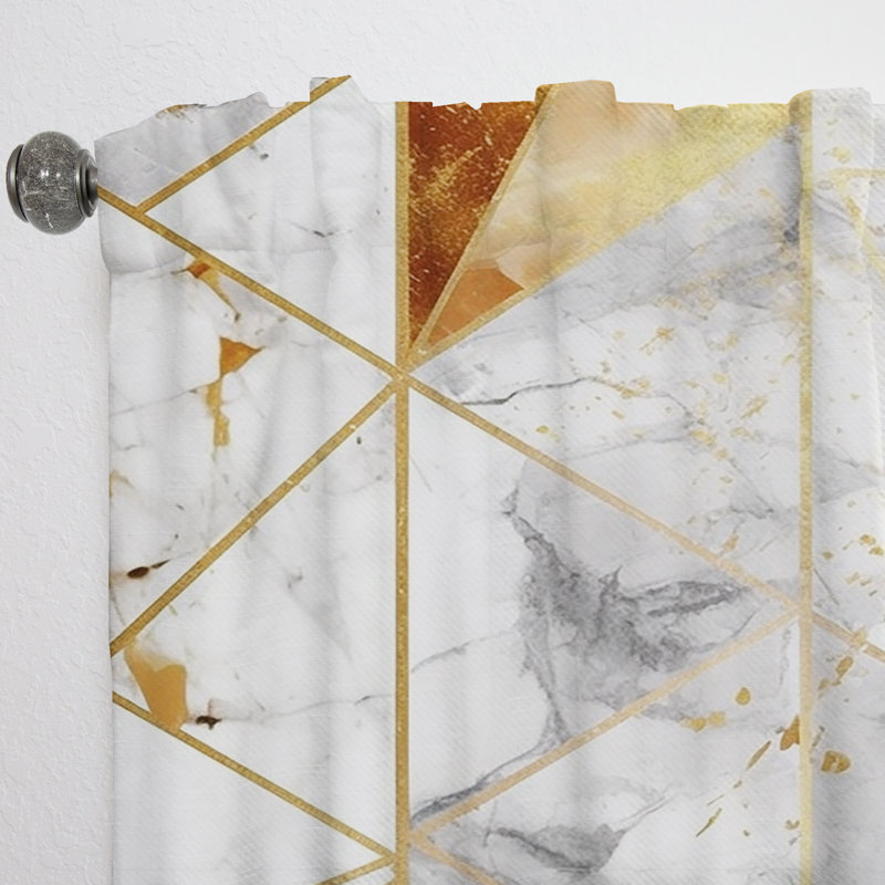 Murrells Exploring Golden Abstracted Symmetry V Abstract Curtain Velvet Room Darkening 1 Panel, 52" W x 108" L