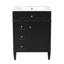 Meuble-lavabo autoportant 24 po en MDF avec lavabo en céramique blanc, armoire de salle de bain noire avec 2 tiroirs, tablettes de porte réglables et tiroir basculant-130996260-130996265