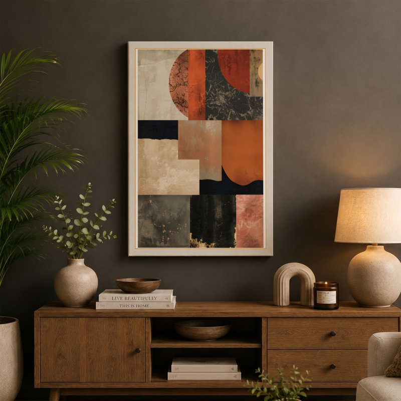 Rust and Geometry Industrial - Wrapped Canvas, Black Border, 24x16 - 61.0 x 40.6 cm