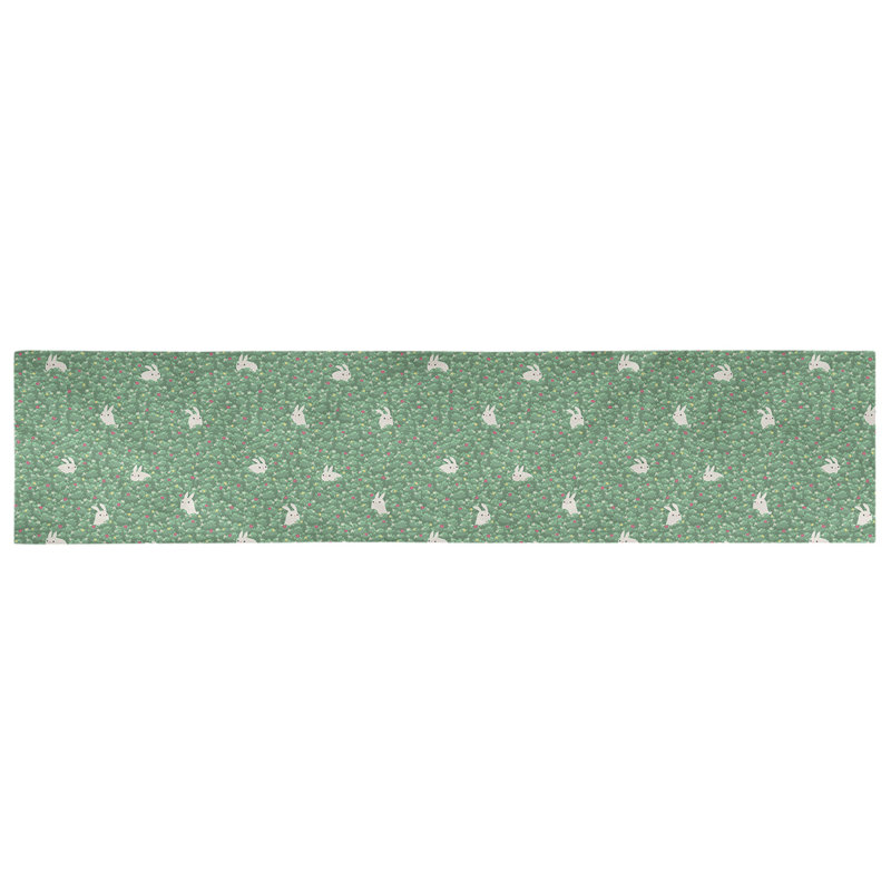 Chemin de table géométrique avicia, 72 po x 16 po, Vert clair, Sergé de coton