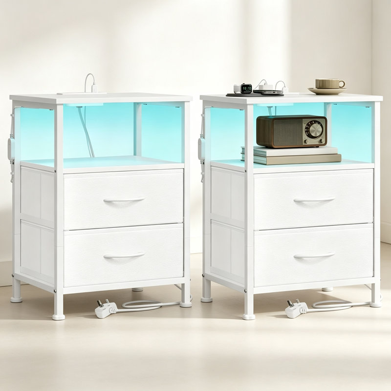 39.6 cm W Steel Bedside Table