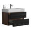 Meuble-lavabo mural 30 po avec lavabo en quartz d'ingénierie et tiroirs noirs doux, meuble-lavabo mural flottant pour salle de bain moderne, une pièce blanc brillant
 Bassin, KD
