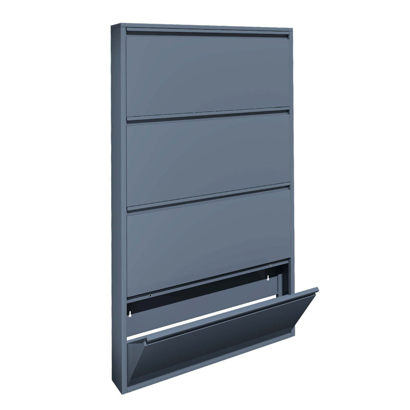 Armoire à chaussures murale avec 4 tiroirs rabattables, conception étroite et peu encombrante