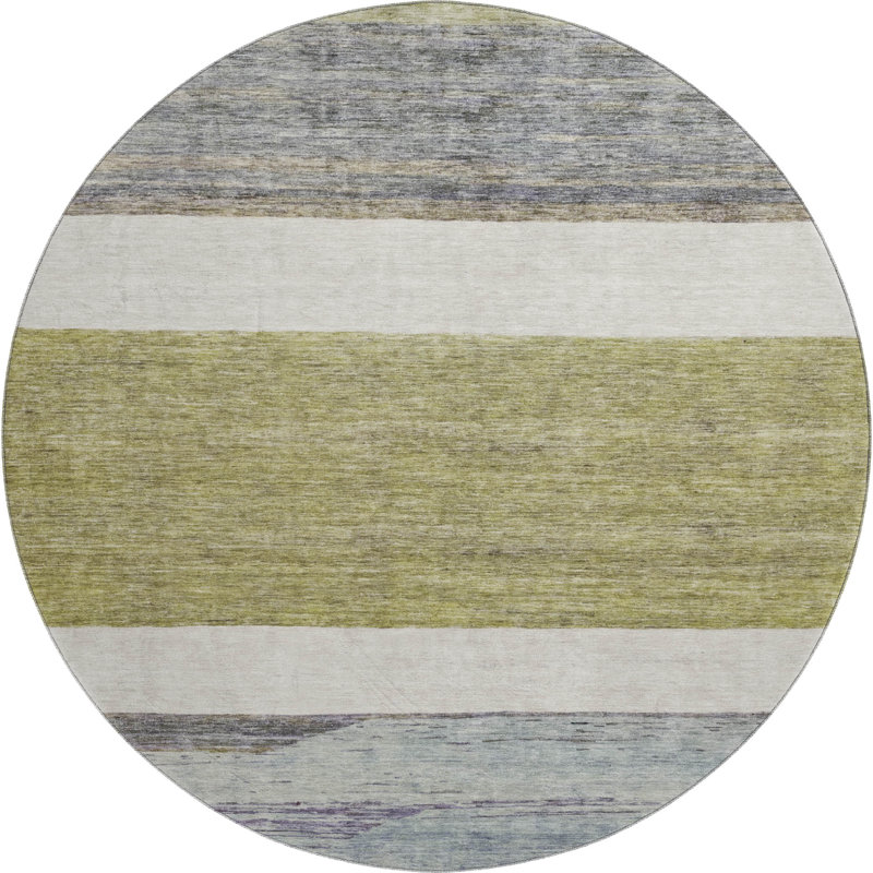 Premium Machine Washable Marasco AMF1624 Stripes Rug, Round 8'