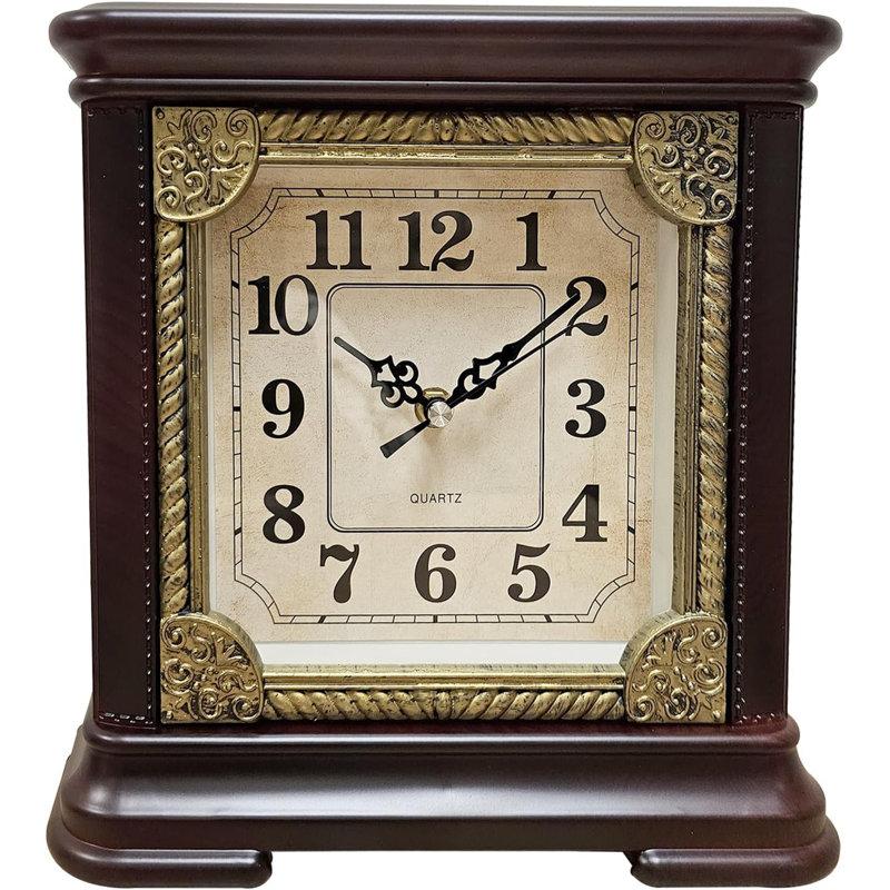 Petros Analog Electric Tabletop Clock, Dark Brown