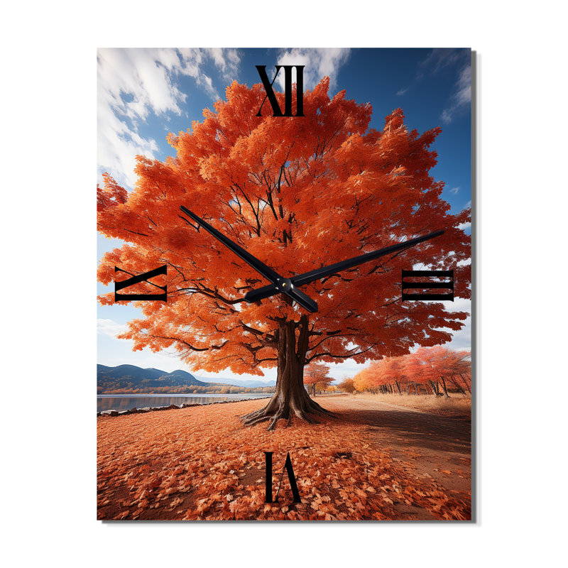 Horloge murale florale surdimensionnée Usa Autumn Splendor Tree, Très grand