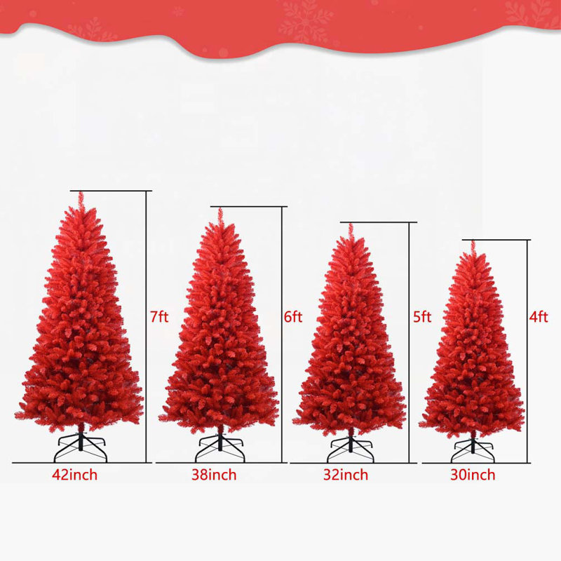Arbre de Noël rouge 7 pi, H 7 pi