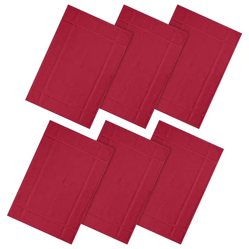 1350 GSM 100% Cotton Solid Bath Mat for Bathroom Floor , Red, 24" W x 17" L