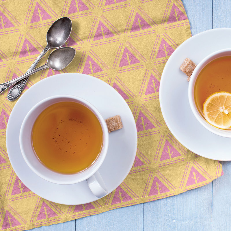 Theo Nath Tea Towel Kitchen Towel, Lemon/Pink, Poly Twill