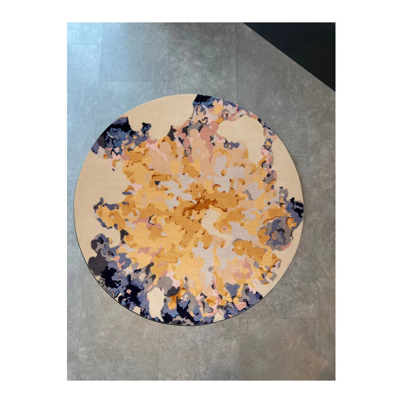 Multicolored Abstract Round Rug, Round 3'4"