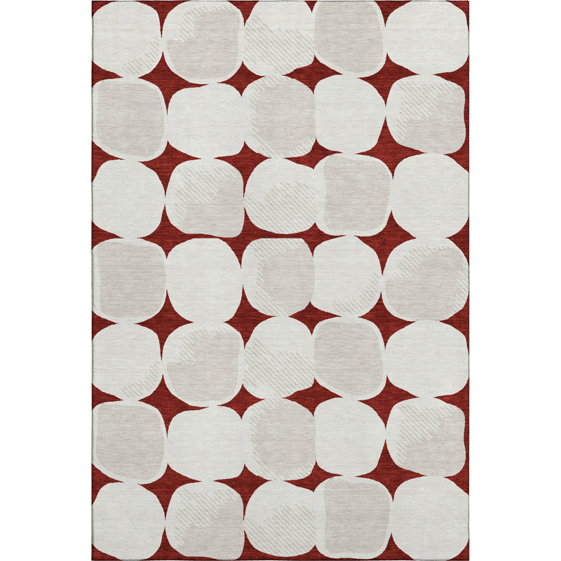 Tapis bourgogne de qualité supérieure lavable à la machine Prisco, Rectangle 10 pi x 14 pi