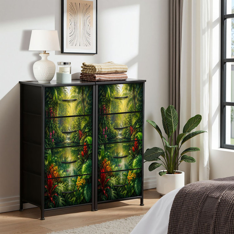 Commode 4 tiroirs pour chambre à coucher, commode étroite, plateau en bois et structure en fer pour bureau 18 po x 37,5 po (lxH)