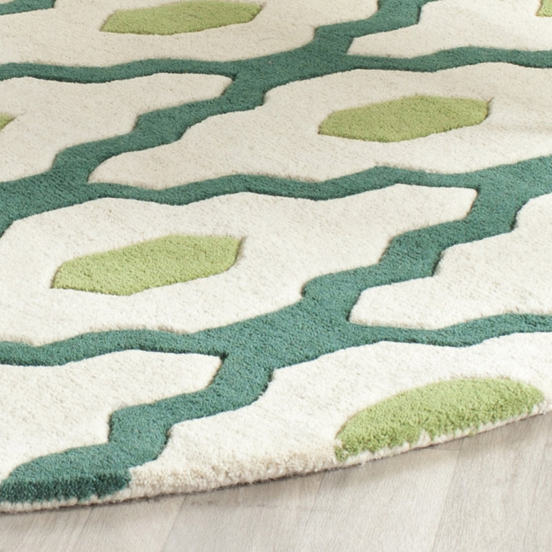 Carolene Hand Tufted Wool Geometric Rug, Round 5'