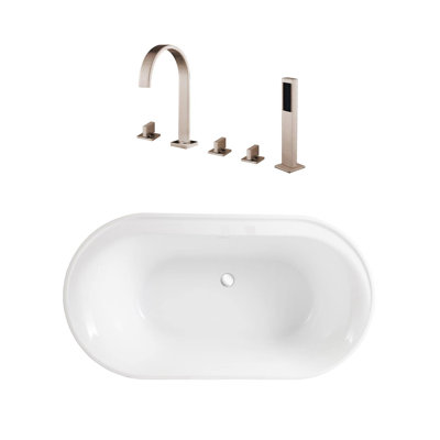 60" x 33" Freestanding Acrylic Bathtub with Faucet