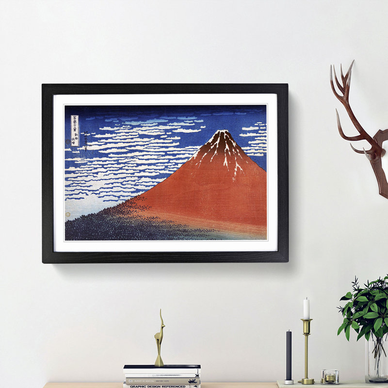 South Wind Clear Sky by Katsushika Hokusai - Picture Frame Painting Print, 48cm H x 65cm W x 2cm D, Black Framed