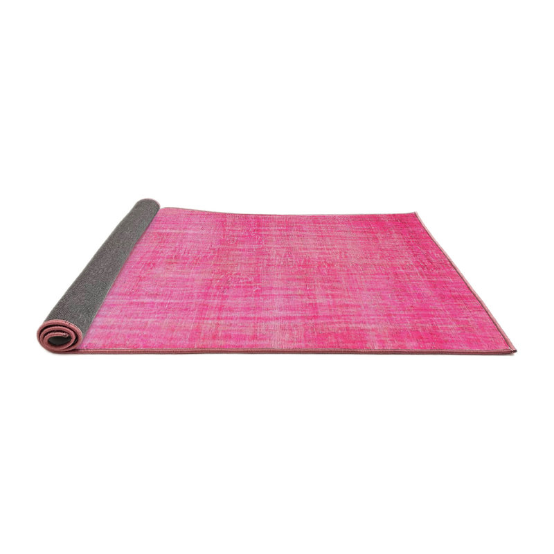 Tapis décoratif rose contemporain, Carré 8 pi