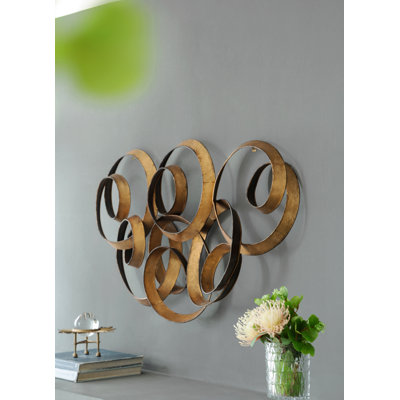 38.5X22X4.2" Seretha Gold Leaf Wall Décor