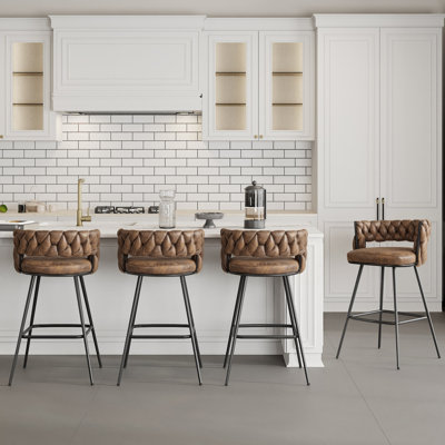 Ensemble de 4 tabourets de bar avec tabourets de bar Morden rembourrés en velours à hauteur de comptoir et 4 pieds en métal pour îlot de cuisine