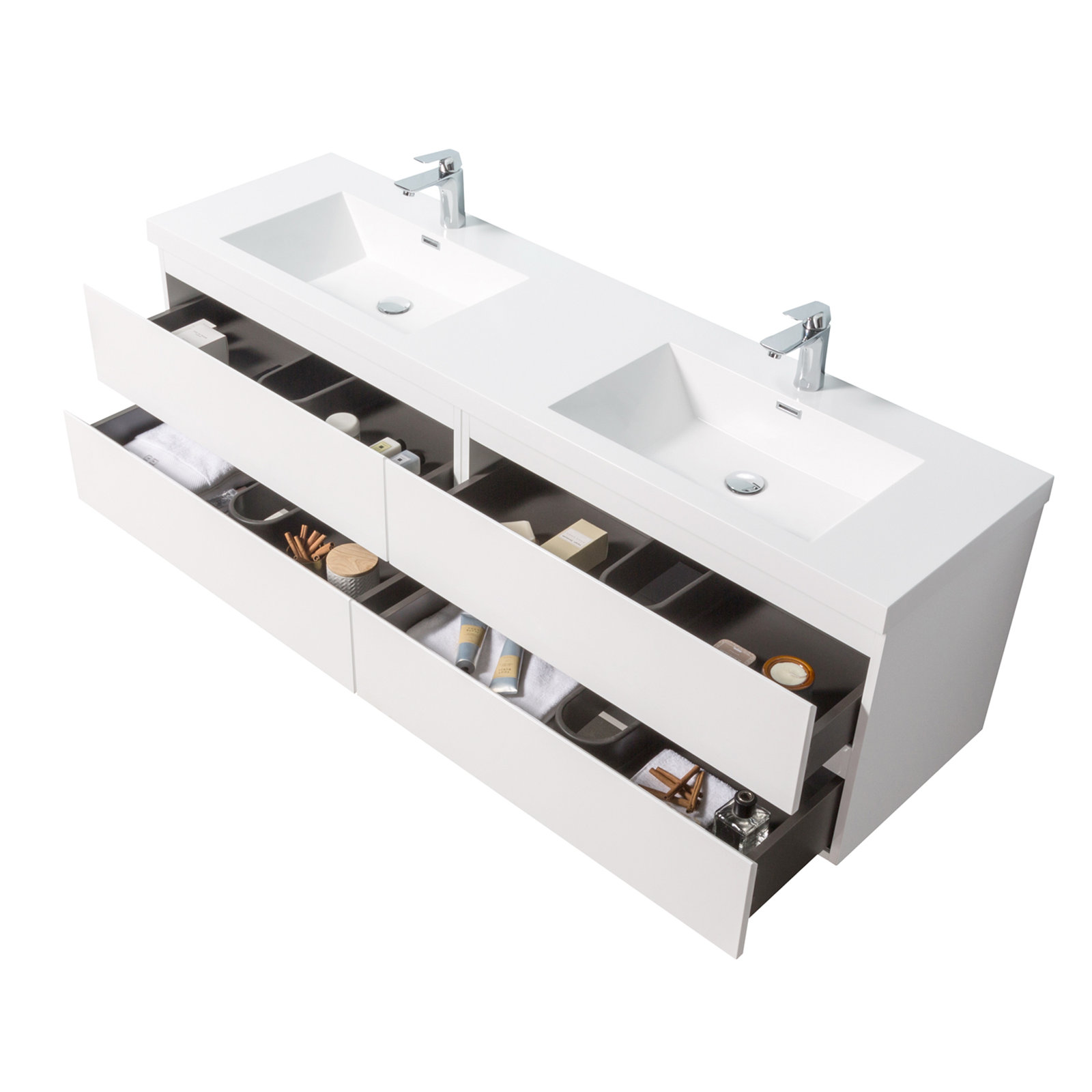 70.87 Double Bathroom Vanity, White