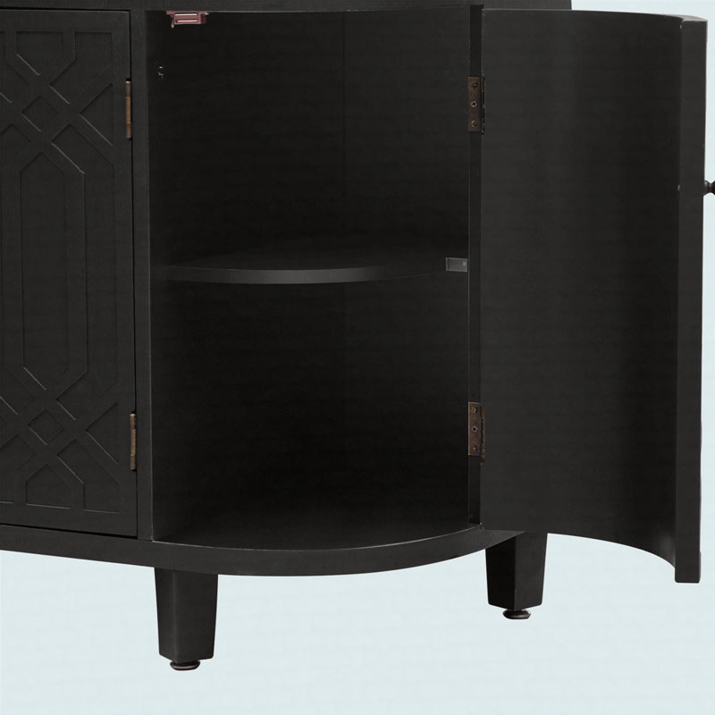 Armoire de rangement courbée en placage de bois massif Fraxinus Mandschuric, Noir, Noir