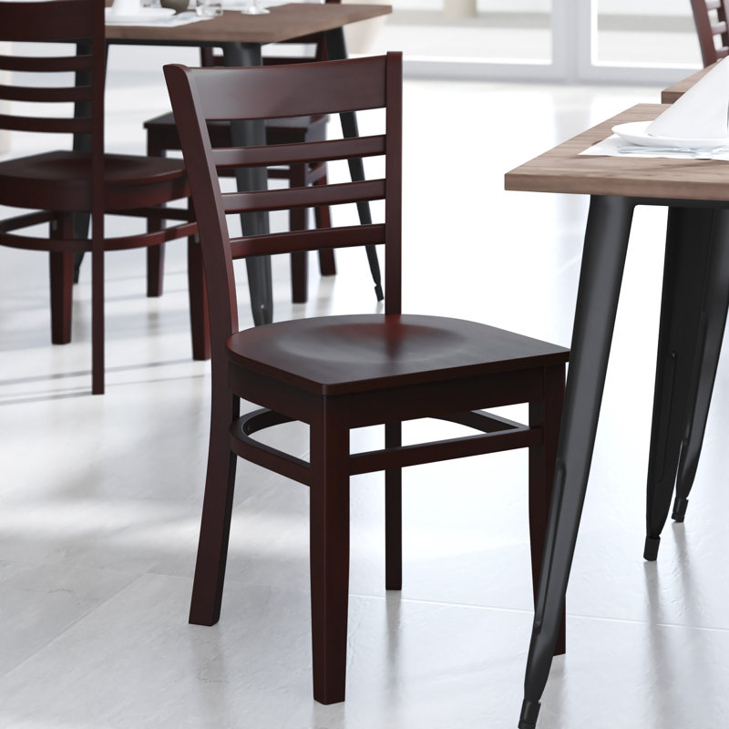 Lyman Ladder Back Wooden Restaurant Chair, Mahogany, Seat Not Included