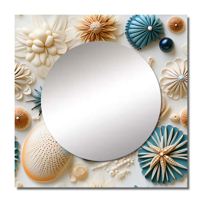 Coastal Neutrals Boho Collage I - Abstract Square Mirror Wall Art For Bathroom