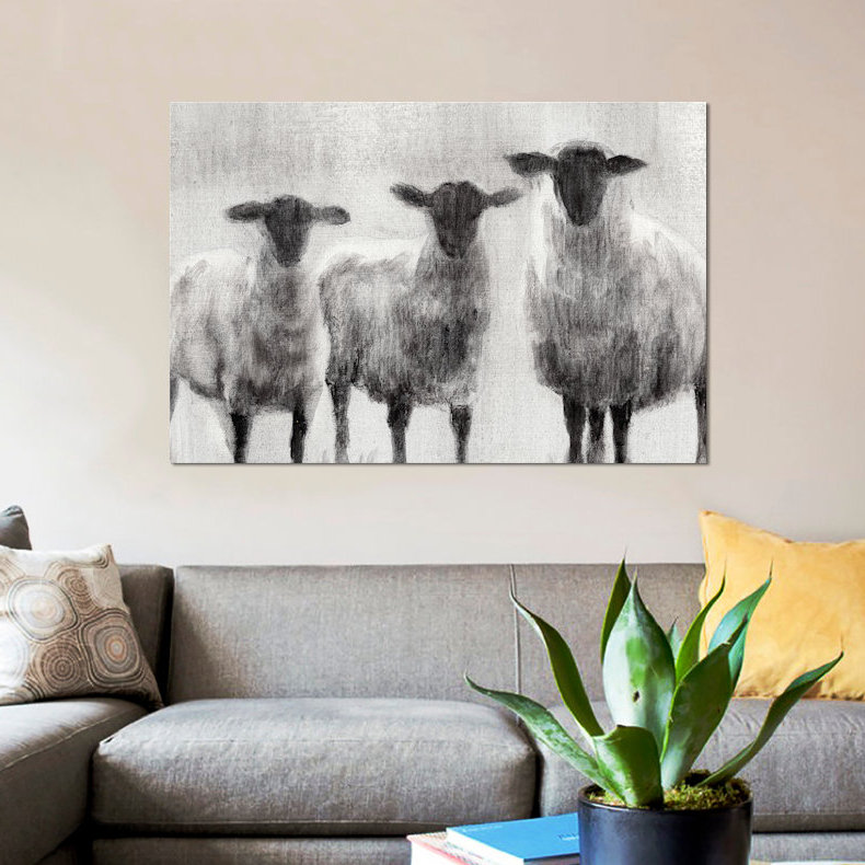«Sheep I», reproduction sur toile, H 26 po x l 40 po x P 1,5 po, Pas de tapis, Toile tendue