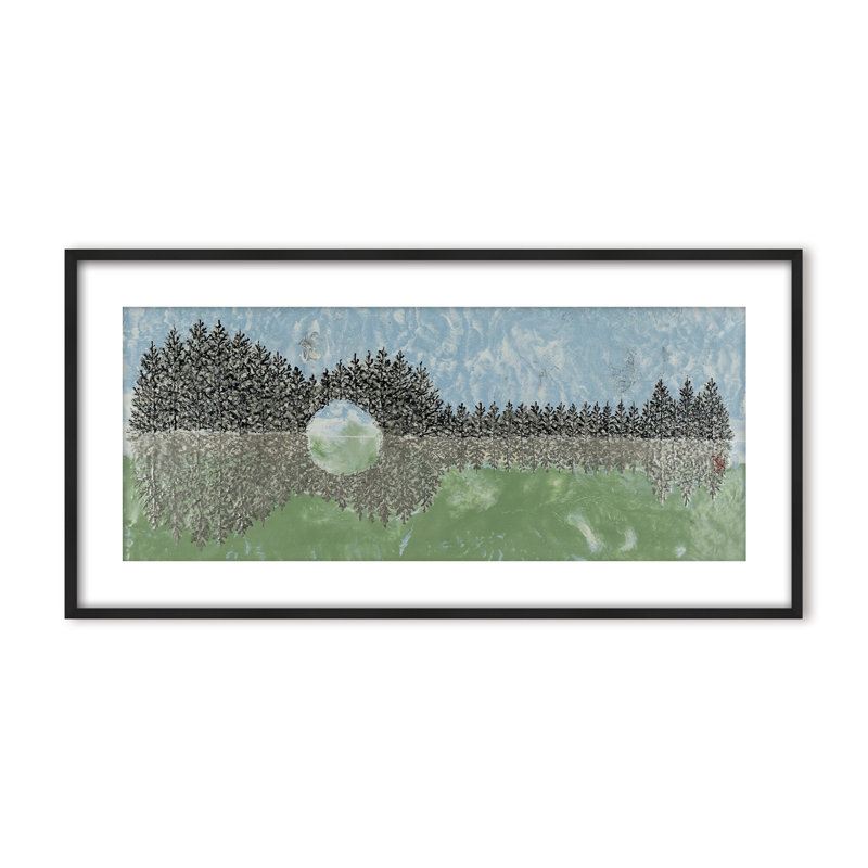 Nature Inspired "Emerald Waters" Canvas Wall Art By Karen Biery, 12" H x 24" W, Framed Print, Black