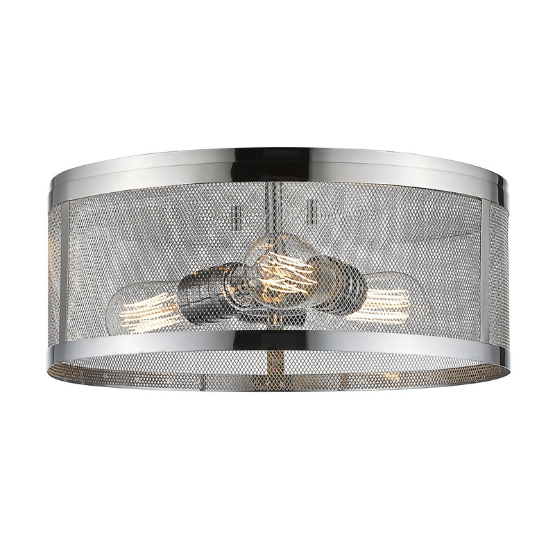 Alyria Steel Flush Mount, Chrome, 6" H x 18" W x 18" D