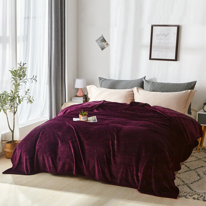Couverture en flanelle légère et confortable, Mauve, Grand lit