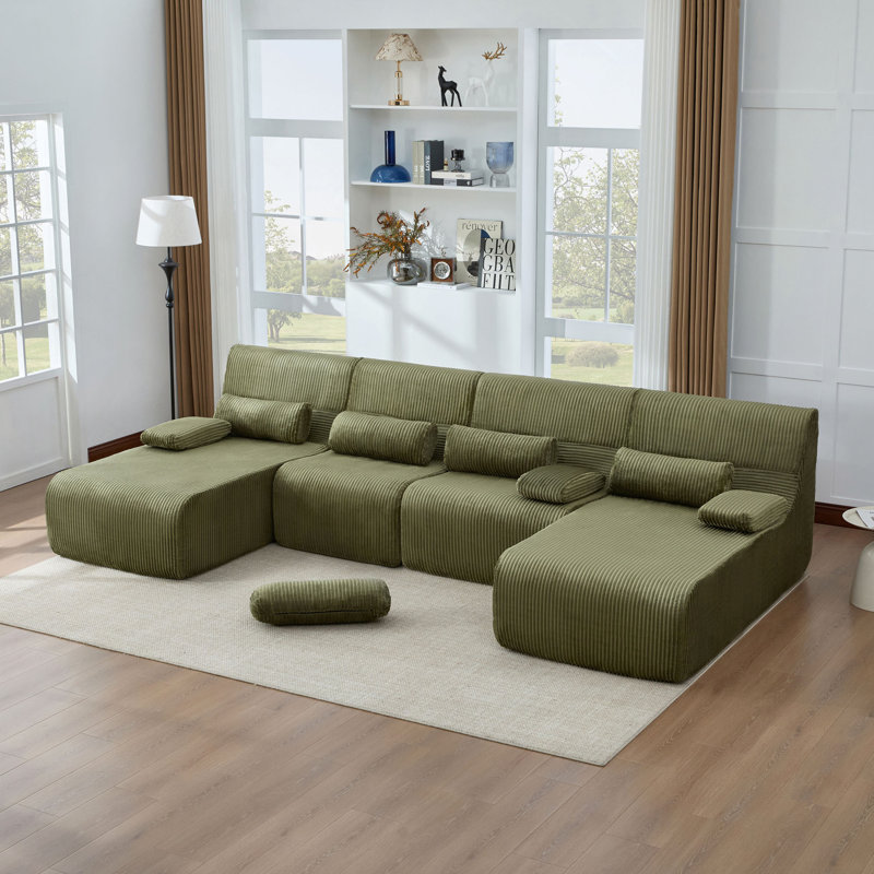Canapé surdimensionné de 132,2 po, Green Corduroy, Green