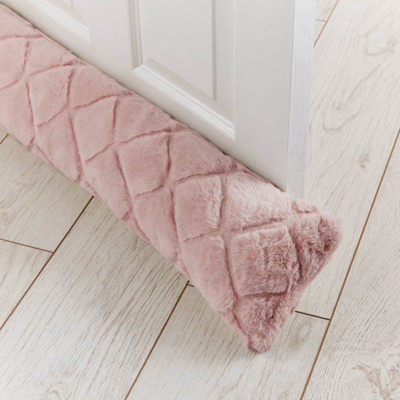 Cosy Diamond Faux Fur Door Draught Excluder, Bleach