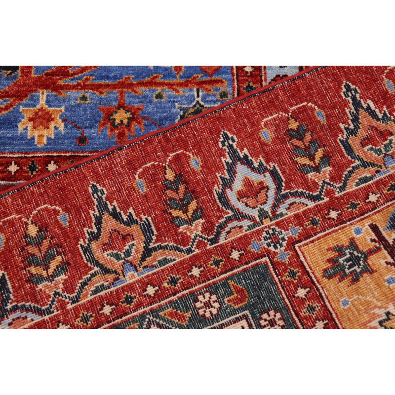 Tapis multicolore en laine noué à la main 8 pi 11 po x 11 pi 9 po Geometric