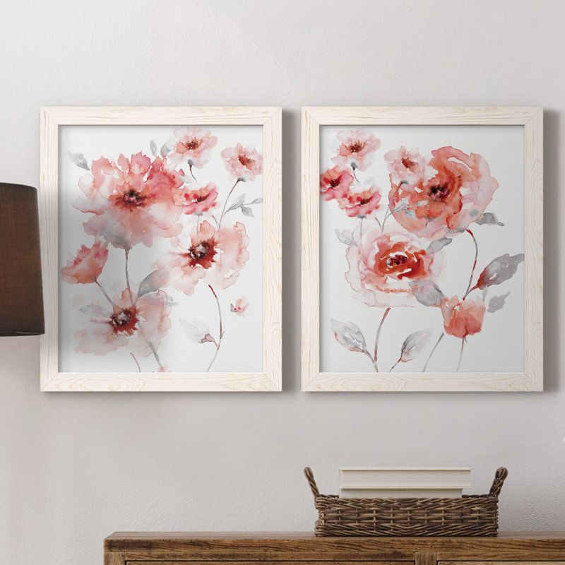 Translucent Blush I - ensemble de 2 reproductions d'art, Toile blanche encadrée, Pas de tapis, H 24 po x l 36 po x P 1,5 po
